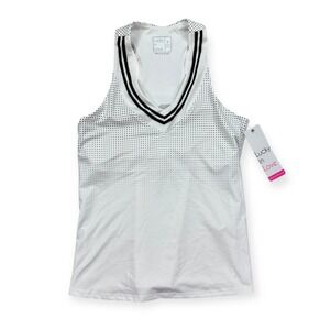 NEW Lucky In Love Tennis Tank Women's Small White Tropical Sublime Racerback